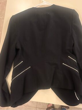 Vince Camuto Black Peplum Blazer with Silver Zips